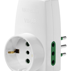 Adattatore multiplo SICURY 250V 1500W interruttore luminoso 2P spina 2P+T S11 prese 2P+T P11 P30 bianco