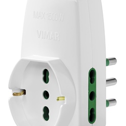 Adattatore multiplo SICURY 250V 1500W interruttore luminoso spina S17 prese P17/11 e universale P40 bianco