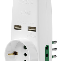 Adattatore S11+2P11+P30+2USB bianco 