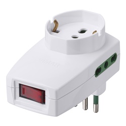 Adattatore multiplo SICURY 250V spina S11 2 prese P17/11 e 1 universale P40 con interruttore 10A bianco