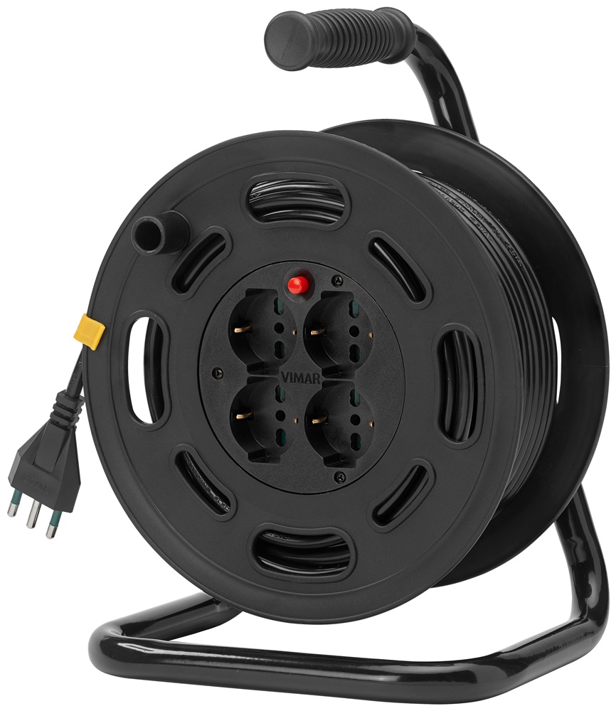 Avvolgicavo 16A 4 prese universali 30m cavo elettrico con disgiuntore termico