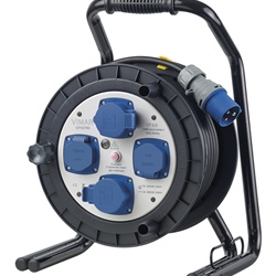 Avvolgicavo industriale 16A 4 uscite 15m cavo H07RN-F protezione IP44 uso elettrico professionale