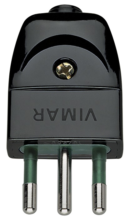 Spina 2P+T 10A S11 assiale nero standard italiano per uso domestico e industriale