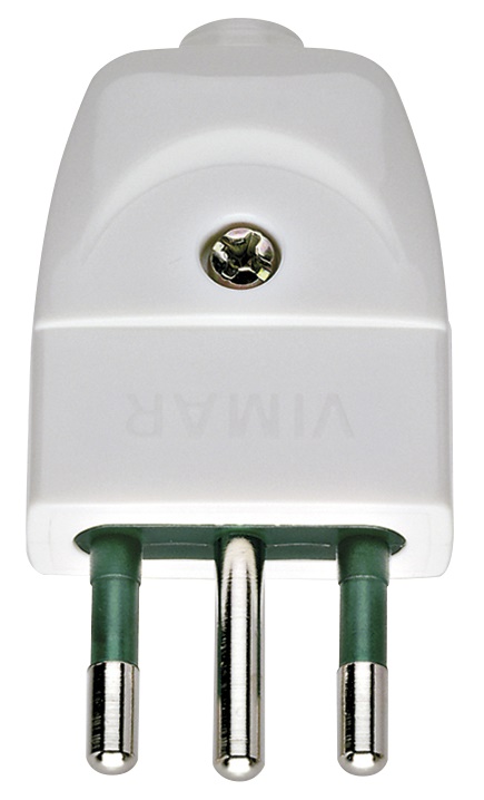 Spina 2P+T 10A S11 uscita cavo assiale bianco standard italiano