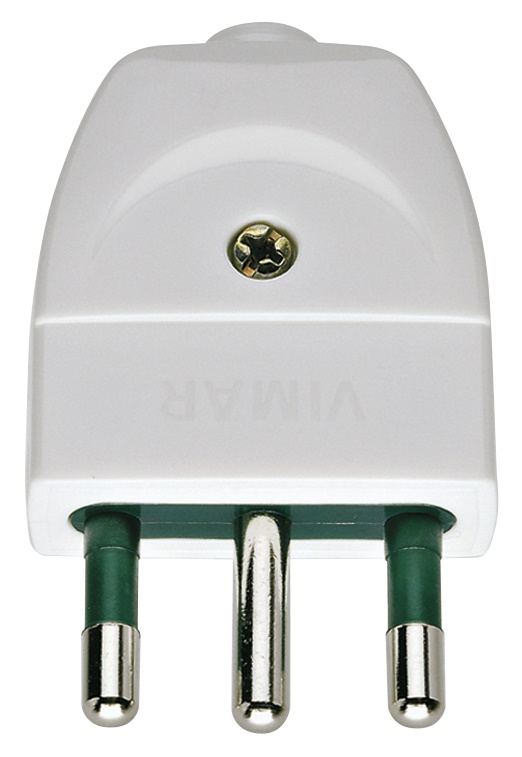 Spina 2P+T 16A S17 assiale bianco standard italiano per uso elettrico domestico e industriale