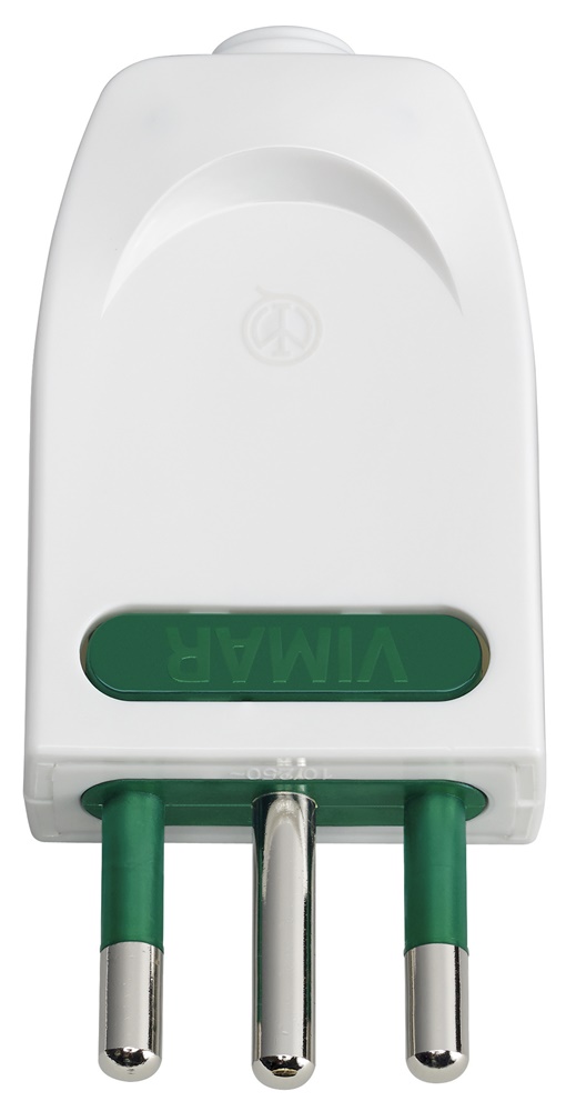 Spina 2P+T 10A 250V orientabile standard italiano tipo S11-SPB11 bianco uso domestico e industriale