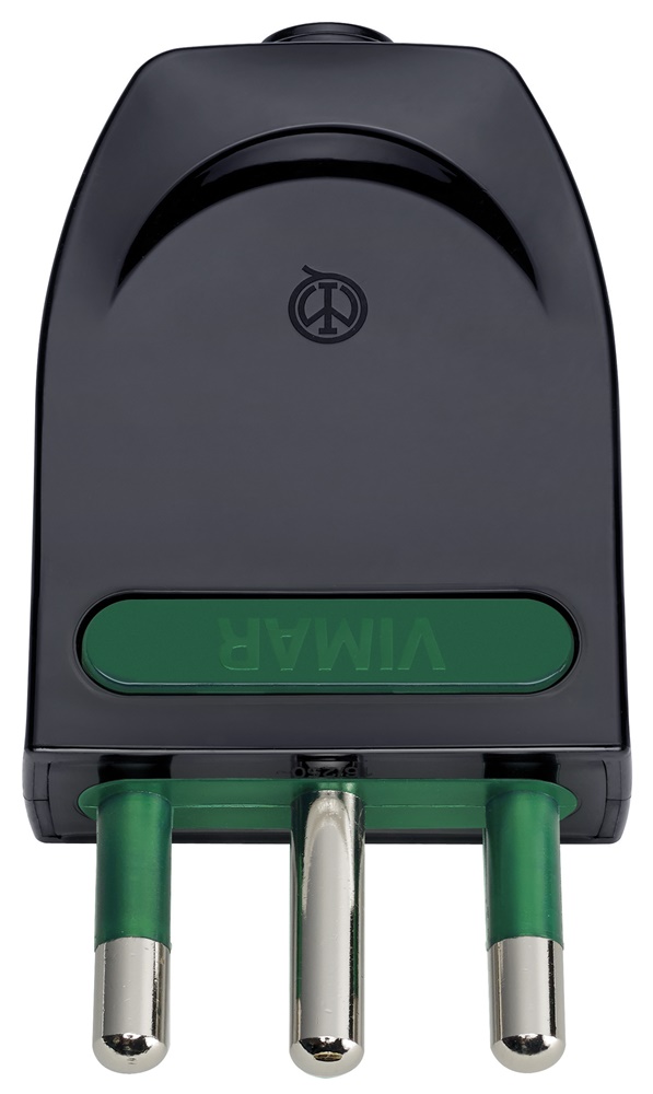 Spina 2P+T 16A orientabile S17-SPB17 nero standard italiano per uso elettrico