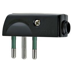 Spina 2P+T 10A SPA11 90° uscita cavo nero standard italiano per uso domestico e industriale