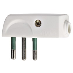 Spina piatta a squadra SICURY 2P+T 10A SPA11 uscita cavo a 90° bianco 