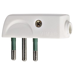Spina 2P+T 10A SPA11 90° uscita cavo bianca standard italiano per prese affiancate