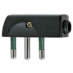 Spina piatta 2P+T 16A SPA17 uscita cavo 90° nero standard italiano