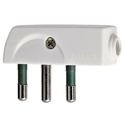 Spina piatta a squadra 2P+T 16A 250V SPA17 uscita cavo 90° bianco standard italiano