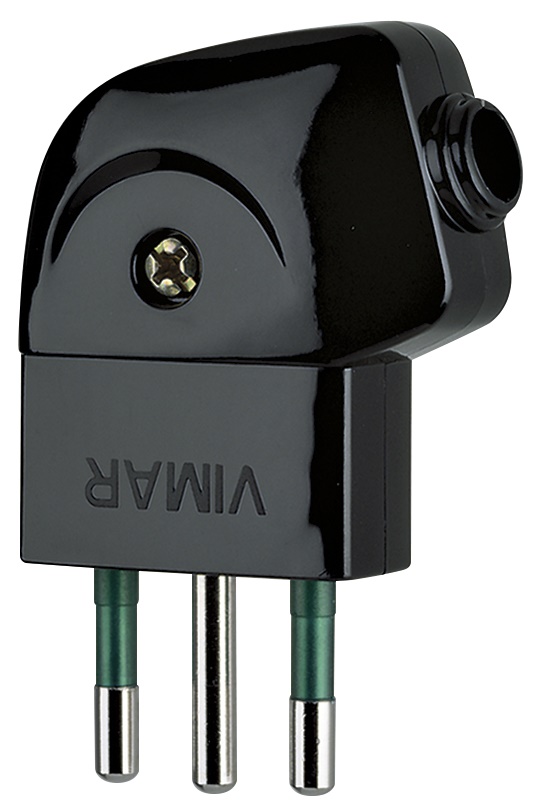 Spina 2P+T 10A S11 90° Nero Profilo Sicury Standard Italiano Uscita Cavo