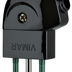 Spina 2P+T 10A S11 90° Nero Profilo Sicury Standard Italiano Uscita Cavo