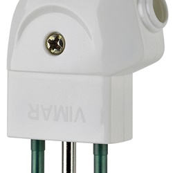 Spina 2P+T 10A 250V S11 uscita cavo 90° bianco standard italiano