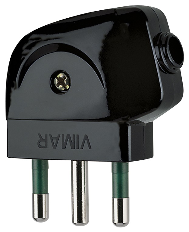 Spina 2P+T 16A 250V S17 angolare 90° nero uso elettrico standard italiano