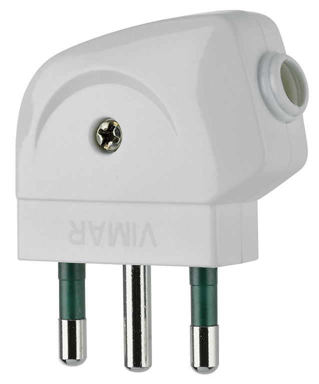 Spina 2P+T 16A 250V S17 a squadra uscita cavo 90° bianco standard italiano
