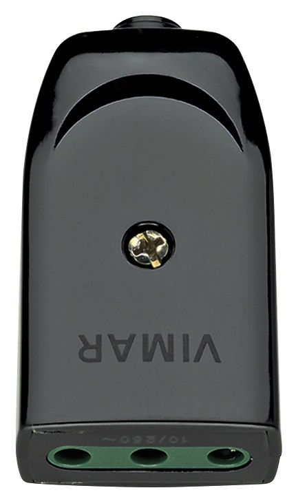 Presa 2P+T 10A 250V tipo P11 uscita cavo assiale colore nero uso domestico e industriale