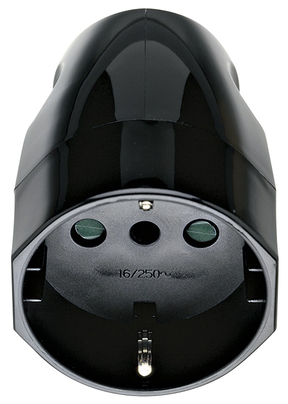 Presa mobile 2P+T 16A 250V tipo P30 uscita cavo assiale nero standard italiano