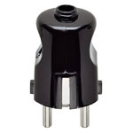 Spina 2P+T 16A 250V uscita cavo assiale combinata standard nero
