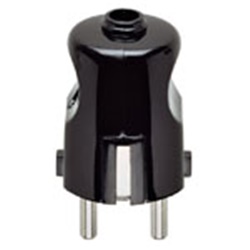 Spina 2P+T 16A 250V uscita cavo assiale combinata standard nero