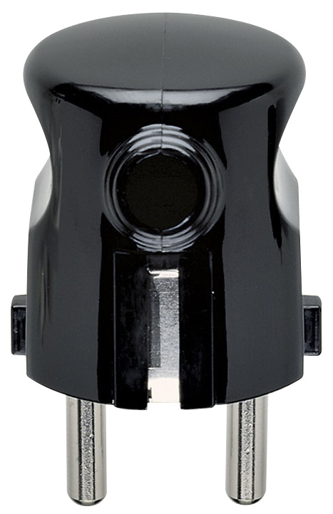 Spina 2P+T 16A S31 uscita cavo 90° nero per uso elettrico standard europeo