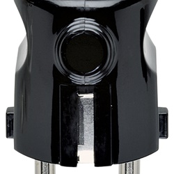 Spina 2P+T 16A S31 uscita cavo 90° nero per uso elettrico standard europeo