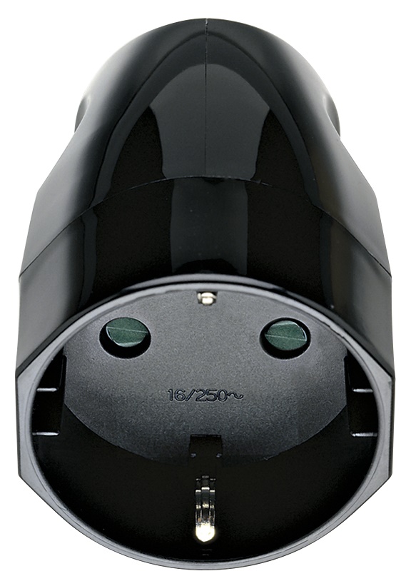 Presa 2P+T 16A 250V standard tedesco uscita cavo assiale nero per uso industriale