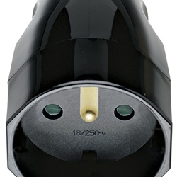 Presa 2P+T 16A 250V standard francese uscita cavo assiale nero