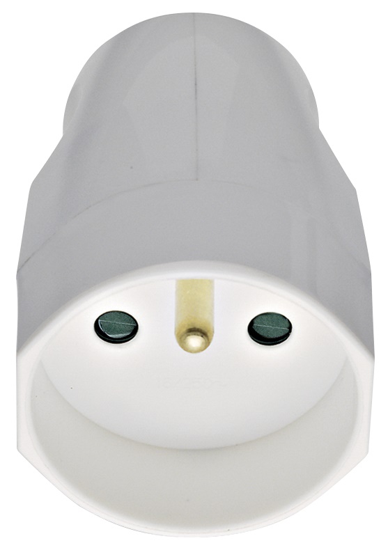 Presa 2P+T 16A 250V standard francese uscita cavo assiale bianco