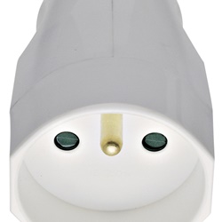 Presa 2P+T 16A 250V standard francese uscita cavo assiale bianco