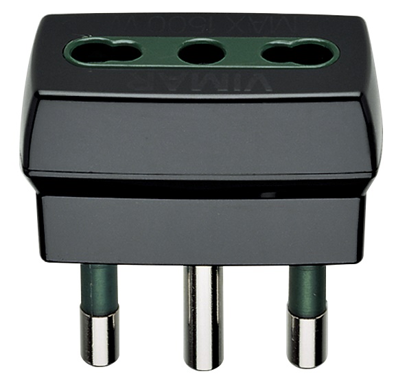 Adattatore elettrico semplice SICURY 250V 1500W spina S17 presa P17/11 nero uso domestico e industriale