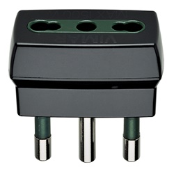 Adattatore elettrico semplice SICURY 250V 1500W spina S17 presa P17/11 nero uso domestico e industriale