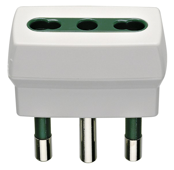 Adattatore elettrico S17 spina 2P+T 16A presa P17/11 16A 250V bianco uso domestico