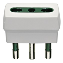 Adattatore elettrico S17 spina 2P+T 16A presa P17/11 16A 250V bianco uso domestico