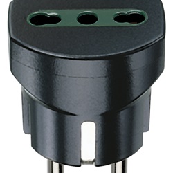 Adattatore elettrico nero 250V 16A 2P+T combinato tedesco francese e italiano P17/11 max 1500W