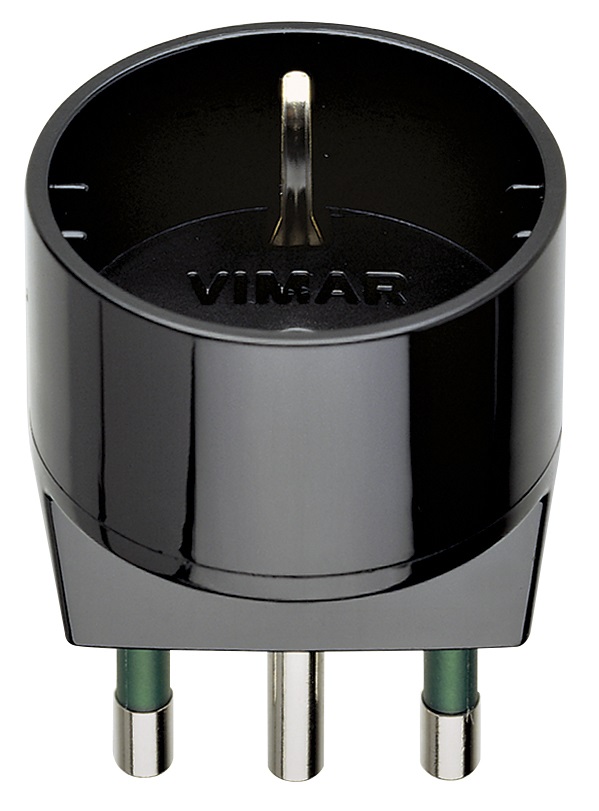 Adattatore schuko semplice SICURY S17 + P30 nero 