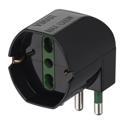 Adattatore sfalsato S17 16A 250V universale P40 90° nero uso domestico e professionale