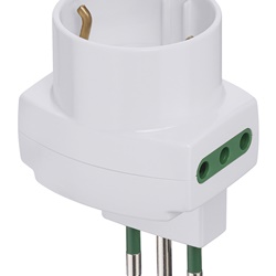 Adattatore multiplo SICURY 250V sfalsato verticale spina S11 prese P11 e P30 bianco