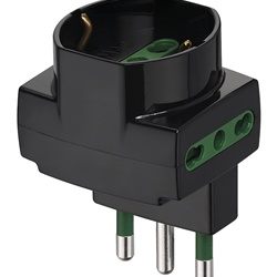 Adattatore multiplo verticale SICURY 250V 1500W spina S17 prese P17/11 e universale P40 nero