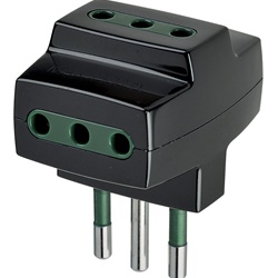 Adattatore multiplo SICURY nero 250V 1500W spina S11 2P+T 10A tre prese P11 2P+T 10A standard italiano