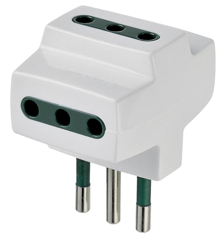 Adattatore multiplo SICURY 250V 1500W spina S11 2P+T 10A tre prese P11 2P+T 10A bianco