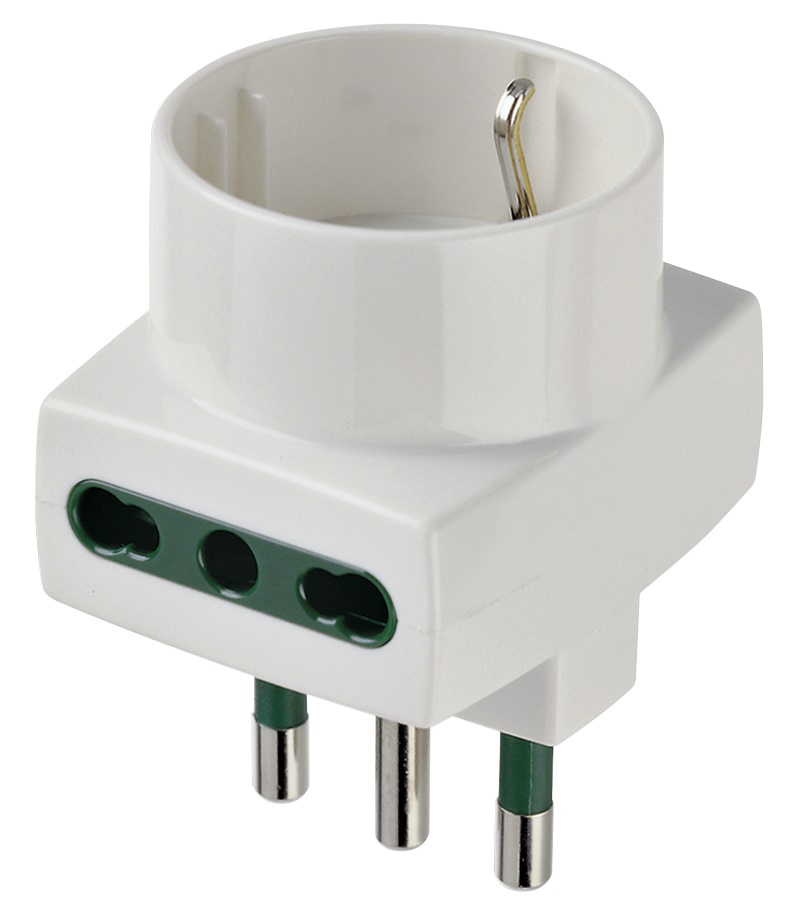 Adattatore multiplo SICURY 250V 1500W spina S17 2 prese P17/11 e 1 presa P30 bianco