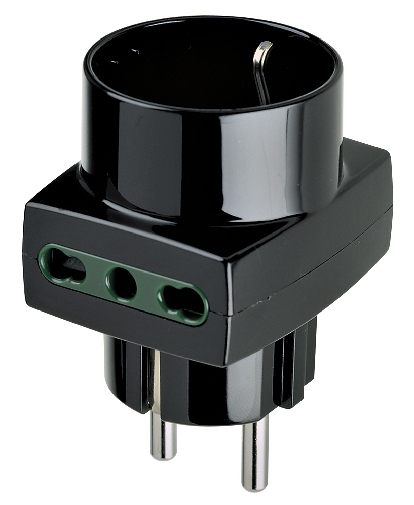 Adattatore multiplo SICURY 250V 1500W spina 2P+T 16A combinata presa 2P+T tipo P17/11 e P30 nero