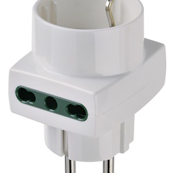 Adattatore multiplo SICURY 250V 1500W spina 2P+T 16A combinata tedesco-francese prese italiane P17/11 e P30 bianco