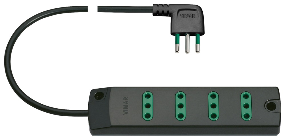 Presa mult. 4P11 + S11 90Â° nero 