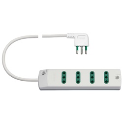 Presa multipla 4 uscite 2P+T 10A 250V cavo 1,5m spina S11 90° bianco