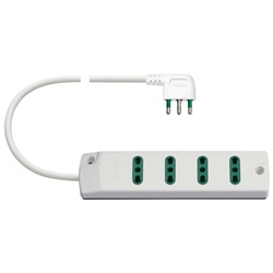 Presa multipla 4 uscite 2P+T 16A 250V cavo 1,5m spina S17 90° bianco