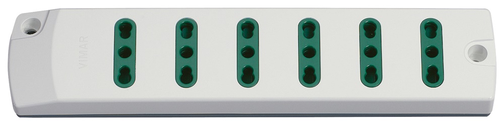 Presa multipla 6 uscite 2P+T 16A 250V bianco standard italiano P17/11 uso domestico e professionale