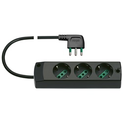 Presa multipla 3 uscite 2P+T 16A 250V cavo 1,5m 3G1 spina S17 90° nero
